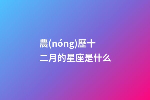 農(nóng)歷十二月的星座是什么-第1張-星座運勢-玄機派