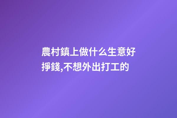 農村鎮上做什么生意好掙錢,不想外出打工的-第1張-觀點-玄機派
