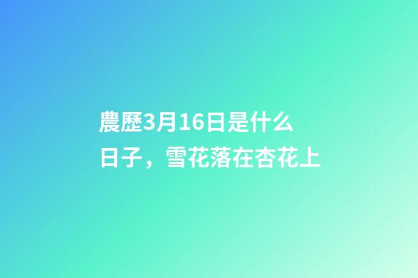 農歷3月16日是什么日子，雪花落在杏花上-第1張-觀點-玄機派