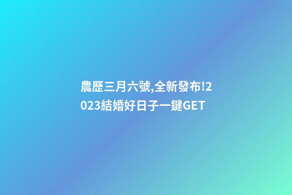 農歷三月六號,全新發布!2023結婚好日子一鍵GET-第1張-觀點-玄機派