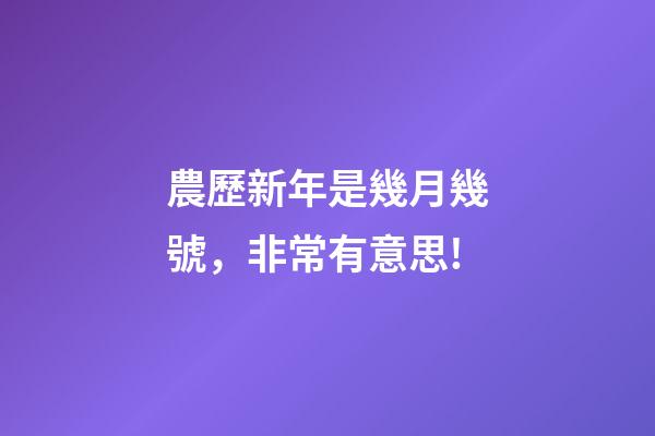 農歷新年是幾月幾號，非常有意思!-第1張-觀點-玄機派