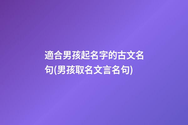 適合男孩起名字的古文名句(男孩取名文言名句)