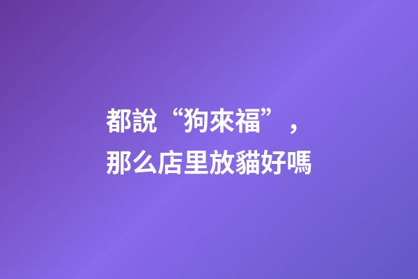都說“狗來福”，那么店里放貓好嗎