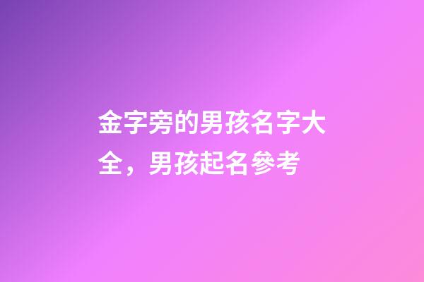 金字旁的男孩名字大全，男孩起名參考