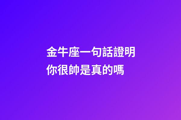 金牛座一句話證明你很帥是真的嗎-第1張-星座運勢-玄機派