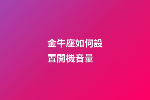 金牛座如何設置開機音量
