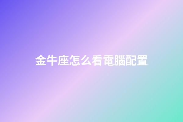 金牛座怎么看電腦配置
