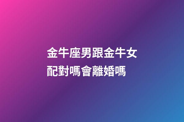 金牛座男跟金牛女配對嗎會離婚嗎-第1張-星座運勢-玄機派