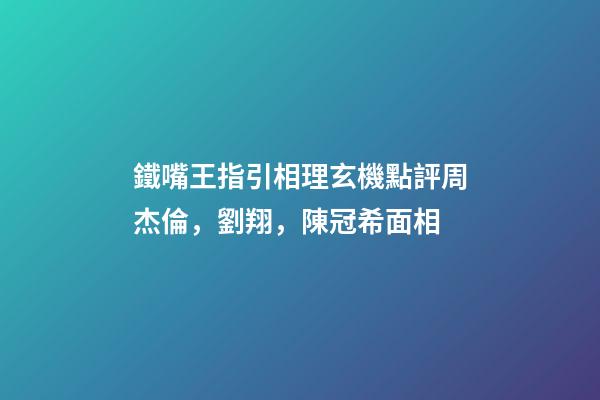 鐵嘴王指引相理玄機點評周杰倫，劉翔，陳冠希面相