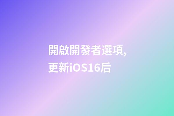 開啟開發者選項,更新iOS16后-第1張-觀點-玄機派