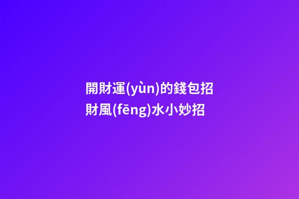 開財運(yùn)的錢包招財風(fēng)水小妙招