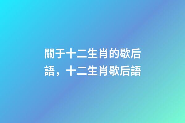關于十二生肖的歇后語，十二生肖歇后語-第1張-觀點-玄機派