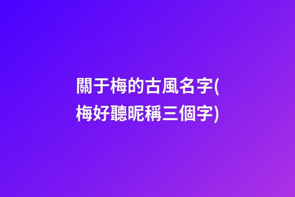 關于梅的古風名字(梅好聽昵稱三個字)
