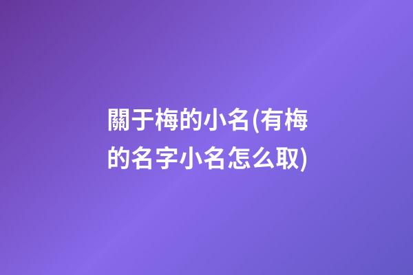 關于梅的小名(有梅的名字小名怎么取)