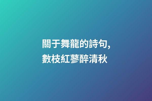 關于舞龍的詩句,數枝紅蓼醉清秋-第1張-觀點-玄機派