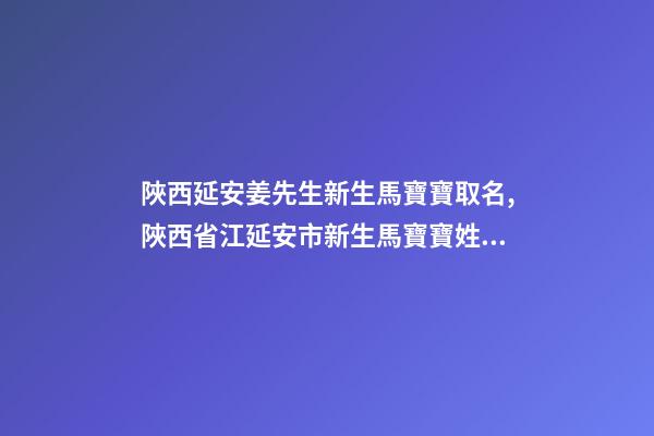 陜西延安姜先生新生馬寶寶取名,陜西省江延安市新生馬寶寶姓名-第1張-公司起名-玄機派