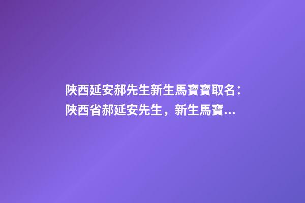 陜西延安郝先生新生馬寶寶取名：陜西省郝延安先生，新生馬寶寶姓名-第1張-公司起名-玄機派