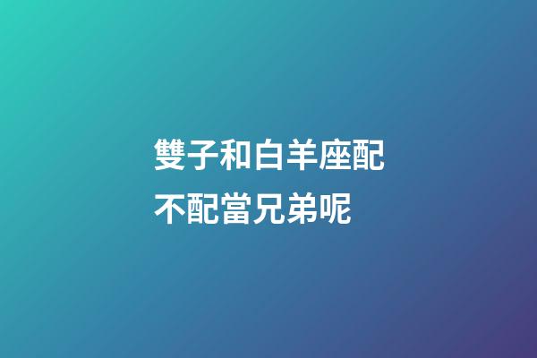 雙子和白羊座配不配當兄弟呢-第1張-星座運勢-玄機派