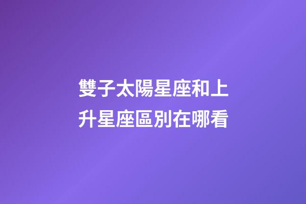 雙子太陽星座和上升星座區別在哪看-第1張-星座運勢-玄機派