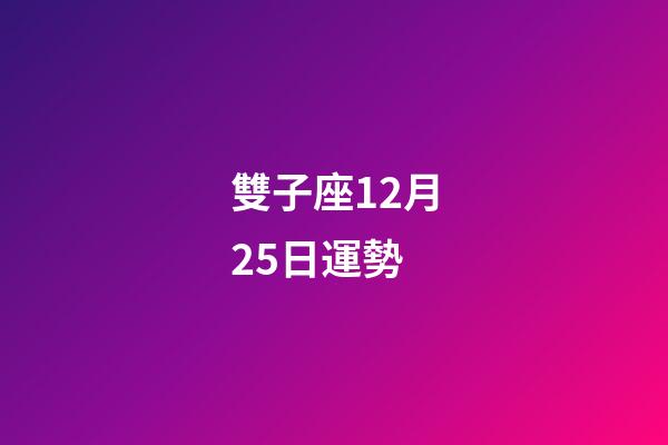 雙子座12月25日運勢