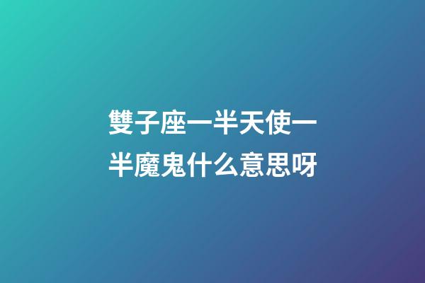 雙子座一半天使一半魔鬼什么意思呀-第1張-星座運勢-玄機派