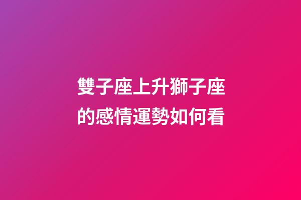 雙子座上升獅子座的感情運勢如何看-第1張-星座運勢-玄機派