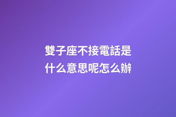 雙子座不接電話是什么意思呢怎么辦-第1張-星座運勢-玄機派
