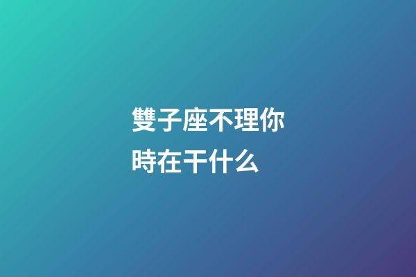 雙子座不理你時在干什么-第1張-星座運勢-玄機派