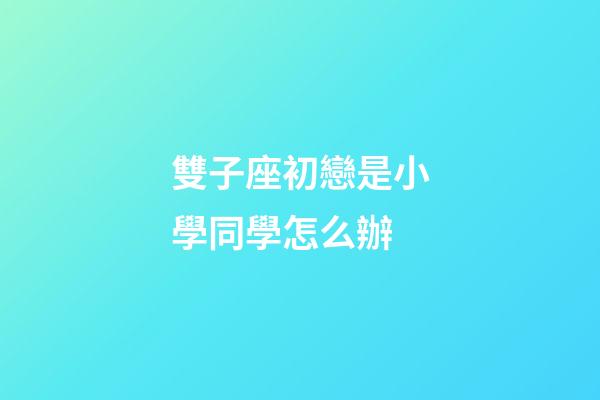 雙子座初戀是小學同學怎么辦-第1張-星座運勢-玄機派