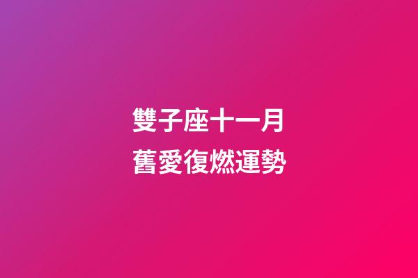 雙子座十一月舊愛復燃運勢