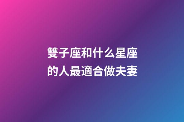 雙子座和什么星座的人最適合做夫妻-第1張-星座運(yùn)勢-玄機(jī)派