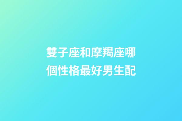 雙子座和摩羯座哪個性格最好男生配-第1張-星座運勢-玄機派