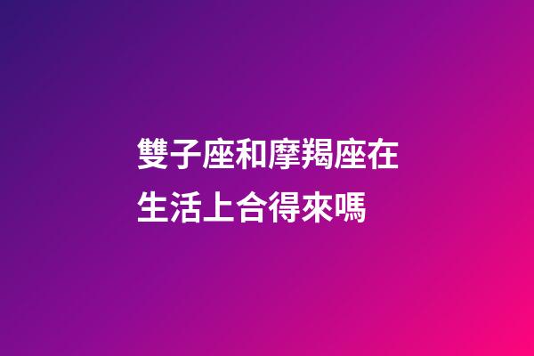 雙子座和摩羯座在生活上合得來嗎-第1張-星座運勢-玄機派