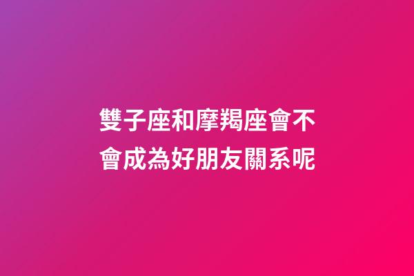 雙子座和摩羯座會不會成為好朋友關系呢-第1張-星座運勢-玄機派