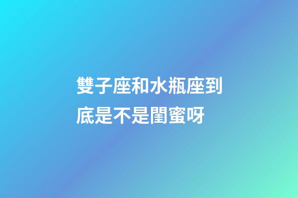 雙子座和水瓶座到底是不是閨蜜呀-第1張-星座運勢-玄機派