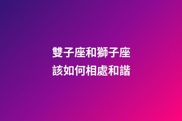 雙子座和獅子座該如何相處和諧-第1張-星座運勢-玄機(jī)派