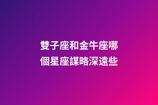 雙子座和金牛座哪個星座謀略深遠些-第1張-星座運勢-玄機派