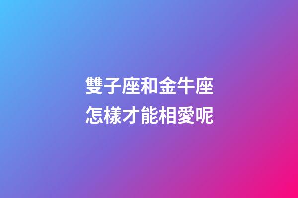 雙子座和金牛座怎樣才能相愛呢-第1張-星座運勢-玄機派