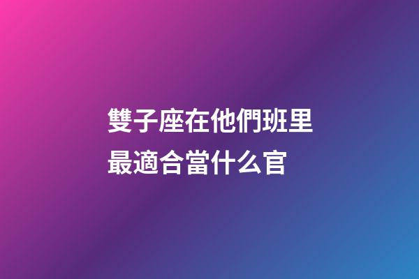 雙子座在他們班里最適合當什么官-第1張-星座運勢-玄機派