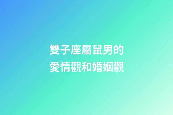 雙子座屬鼠男的愛情觀和婚姻觀-第1張-星座運勢-玄機派
