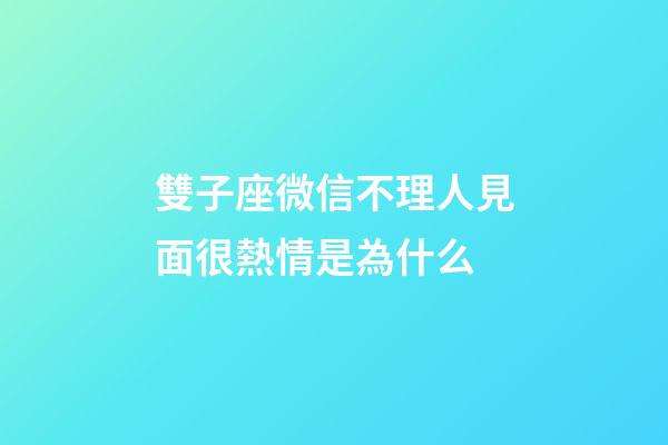 雙子座微信不理人見面很熱情是為什么-第1張-星座運勢-玄機派