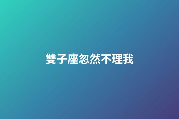 雙子座忽然不理我-第1張-星座運勢-玄機派