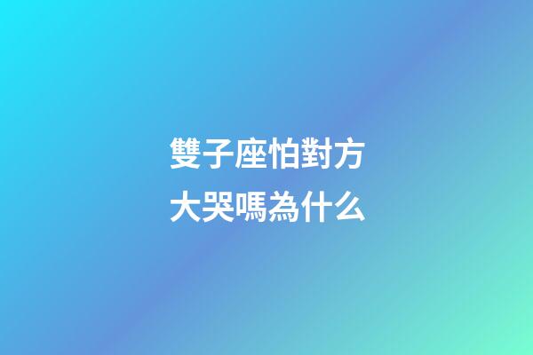 雙子座怕對方大哭嗎為什么-第1張-星座運(yùn)勢-玄機(jī)派