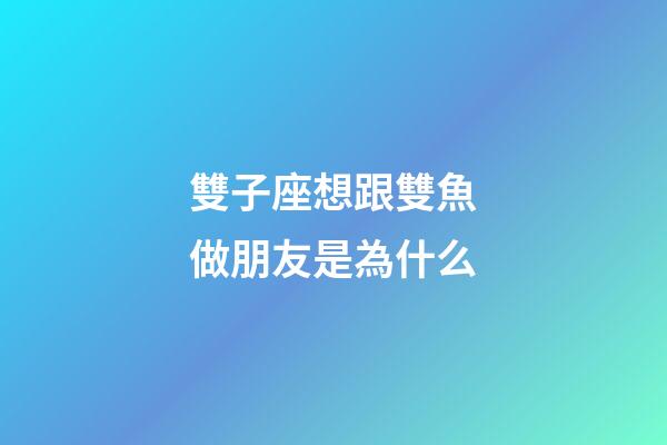 雙子座想跟雙魚做朋友是為什么-第1張-星座運勢-玄機派