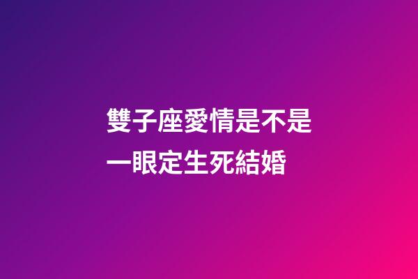 雙子座愛情是不是一眼定生死結婚-第1張-星座運勢-玄機派