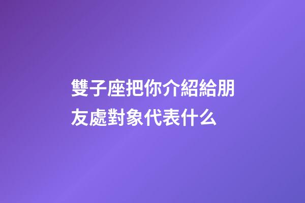 雙子座把你介紹給朋友處對象代表什么-第1張-星座運勢-玄機派