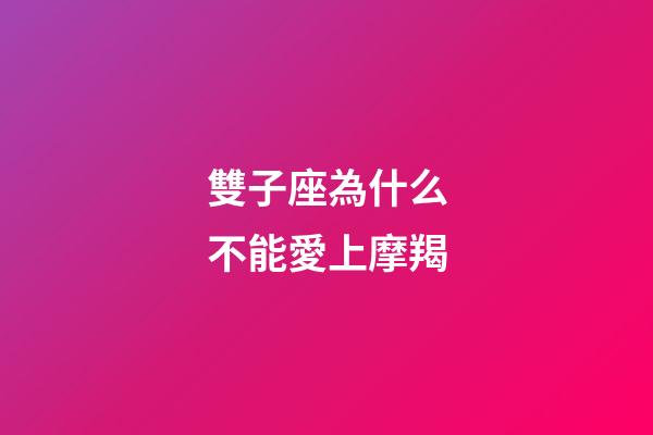 雙子座為什么不能愛上摩羯-第1張-星座運勢-玄機派