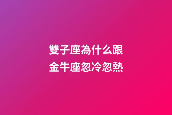 雙子座為什么跟金牛座忽冷忽熱-第1張-星座運勢-玄機派