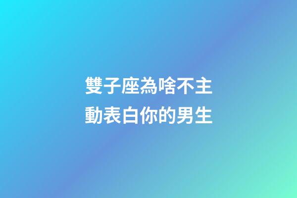 雙子座為啥不主動表白你的男生-第1張-星座運勢-玄機派