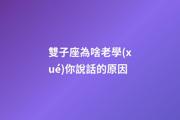 雙子座為啥老學(xué)你說話的原因-第1張-星座運(yùn)勢(shì)-玄機(jī)派
